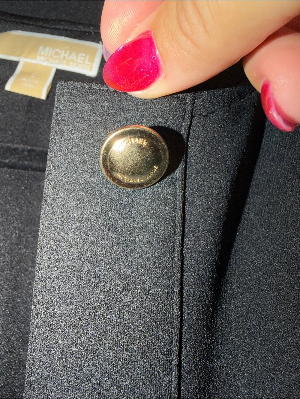 Michael Kors Black Bomber Jacket with Gold-Tone Buttons
